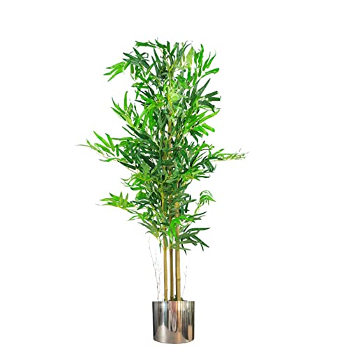 Leaf Design UK Künstliche Bambuspflanzen/Bäume Natur Grün Silber Pflanzgefäß 120 cm von Leaf