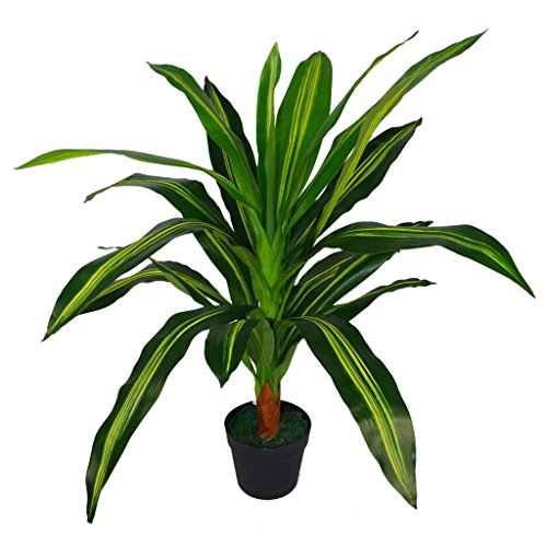 Leaf Dracaena Kunstpflanze, Blätter, 90 cm, Dunkelgrün, fotokeramik, 90cm Dunk Grün von Leaf