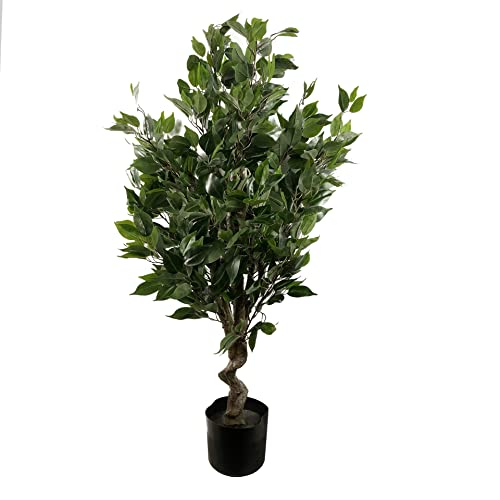 Leaf Künstlicher Baum/Pflanze, gemischte Materialien, grüner Benjamini, gedreht, 110 cm, Ficus, Green Ficus Twist von Leaf