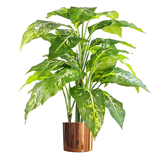 Leaf Kunstpflanze Fuchs-Aglaonema, 100 cm, Grün mit Kupfer-Pflanzgefäß von Leaf