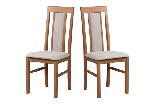 LeafDesign Esszimmerstuhl, Holz Eiche Massiv Stuhl Stühle Küchenstuhl – Set 2X Nilo 2 (soro 23, hell nussbaum) von LeafDesign