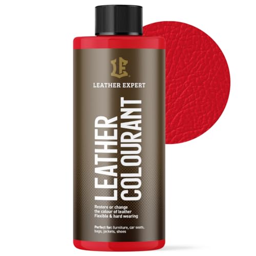 Sehr Deckend Wasser Lederfarbe Rot - 500 ml Leather Paint für Natur und ÖkoLeder - Leather Dye Ohne Alkohol für alle Lederaccessoires - Reißt oder Blättert Nicht ab von Leather Expert