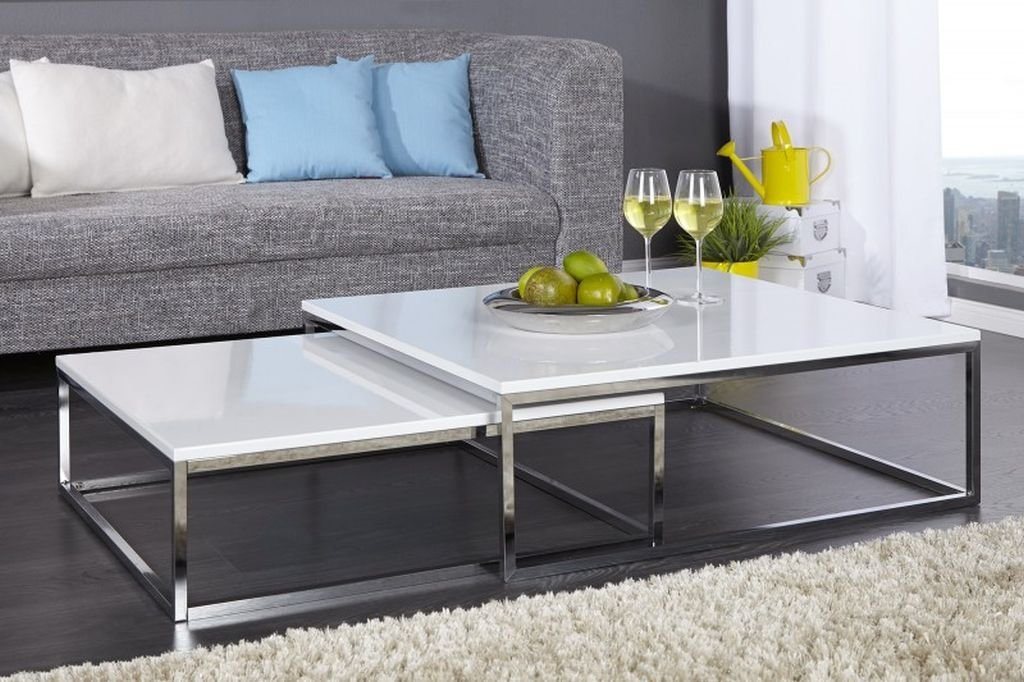 LebensWohnArt Couchtisch 2er Set Design Couchtisch MENTO weiss hochglanz 75cm von LebensWohnArt