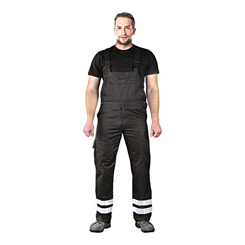 Leber & Hollman Herren Arbeits-Latzhose LH-Bister B, 65% Polyester 35% Baumwolle 270 g/m2, Taschen für Knieschoner, reflektierende Streifen an den Hosenbeinen von LEBER & HOLLMAN