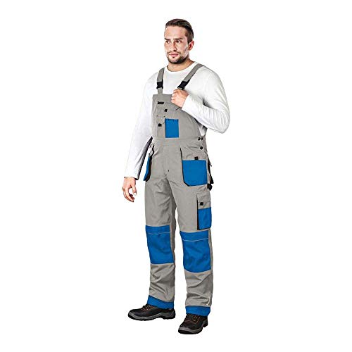 Leber & Hollman Herren Arbeits-Latzhose LH-FMN-B, 65% Polyester 35% Baumwolle 270 g/m2 und Verstärkung aus Cordura-Stoff, mit Taschen für Knieschoner von LEBER & HOLLMAN