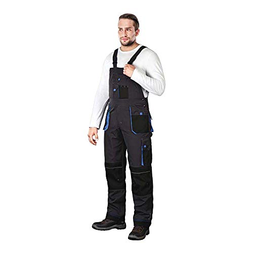 Leber & Hollman Herren Arbeits-Latzhose LH-FMN-B, 65% Polyester 35% Baumwolle 270 g/m2 und Verstärkung aus Cordura-Stoff, mit Taschen für Knieschoner von LEBER & HOLLMAN