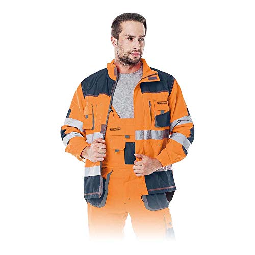 Leber & Hollman Herren Schutzjacke LH-FMN-J, 100% Polyester 270 g/m2, Hochkragen, Reißverschluss und Klettverschlüsse, verlängerte Rückenpartie, Lüftung von LEBER & HOLLMAN