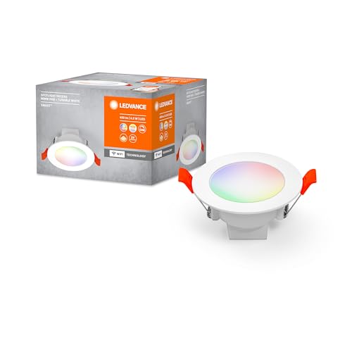 LEDVANCE LED SPOT INTEGRATED Ø 8,6cm, Einbauspot mit 100° Winkel für den Innenbereich, dimmbar, 4W, Farbtemperatur 2700-6500K, RGB Licht bis 16 Mio. Farben, 420 Lumen, flaches Design, weiß von Ledvance