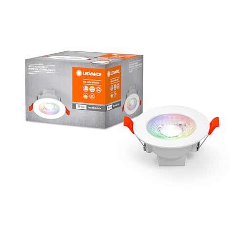 LEDVANCE LED SPOT INTEGRATED Ø 8,6cm, Einbauspot mit 36° Winkel für den Innenbereich, dimmbar, 4W, Farbtemperatur 3000-6500K, RGB Licht bis 16 Mio. Farben, 400 Lumen, flaches Design, weiß von Ledvance