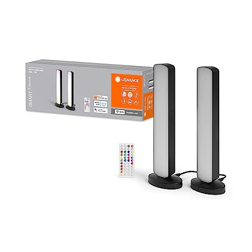 LEDVANCE SMART+ WIFI LED Stehleuchte, klein, schwarz, 2x 2,5W, 2x 480lm, regulierbares Weiß- und Farblicht, dimmbar, DIY- und Musikrhythmusfunktion, lange Lebensdauer, App-steuerbar, 2700-6500K von Ledvance