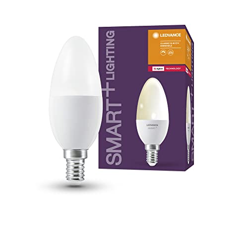 LEDVANCE Smart+ LED, ZigBee Lampe mit E14 Sockel, warmweiß, dimmbar, Direkt kompatibel mit Echo Plus und Echo Show (2. Gen.), Kompatibel mit Philips Hue Bridge, White von Ledvance