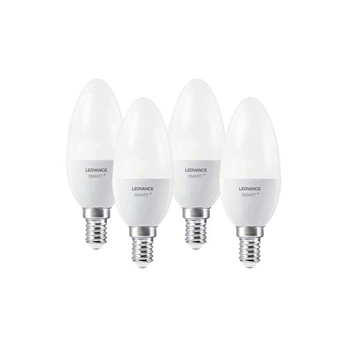 LEDVANCE Smart+ LED, ZigBee Lampe mit E14 Sockel, warmweiß bis tageslicht (2700K-6500K), dimmbar, kompatibel mit Echo Plus & Echo Show (2. Gen.), Kompatibel mit Philips Hue Bridge, 4 Stück (1er Pack) von Ledvance