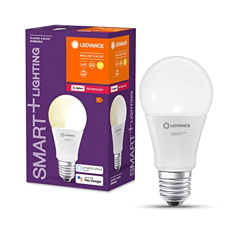 LEDVANCE Smarte LED-Lampe mit ZigBee-Technologie für E27-Sockel, matte Optik ,Warmweiß (2700K), 806 Lumen, Ersatz für herkömmliche 60W-Leuchtmittel, smart dimmbar, 4-er Pack von Ledvance