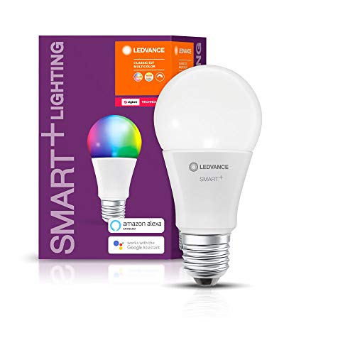 LEDVANCE Smart+ LED, ZigBee Lampe mit E27 Sockel, warmweiß bis tageslicht, Farbwechsel RGB, dimmbar, Direkt kompatibel mit Echo Plus und Show (2. Gen.), mit Philips Hue Bridge von Ledvance