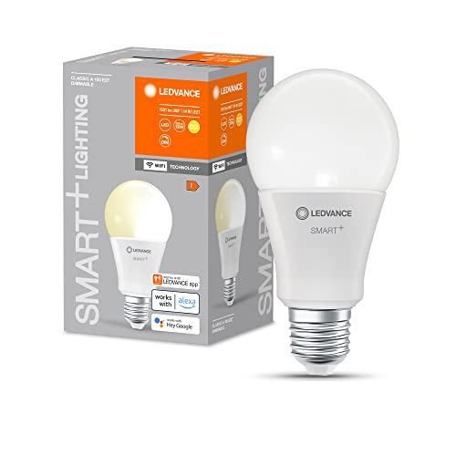 LEDVANCE Smarte LED-Lampe mit WiFi Technologie, Sockel E27, Dimmbar, Warmweiß (2700 K), ersetzt Glühlampen mit 100 W, SMART+ WiFi Classic Dimmable, 4er-Pack von Ledvance