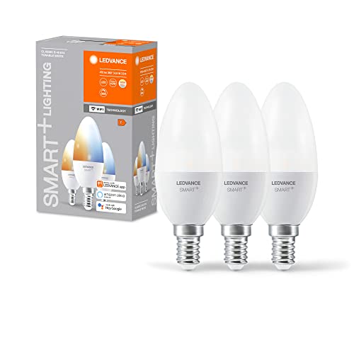 LEDVANCE Smarte LED-Lampe mit WiFi-Technologie für E14-Sockel, matte Optik ,Lichtfarbe änderbar (2700K-6500K), 470 Lumen, Ersatz für herkömmliche 40W-Leuchtmittel, smart dimmbar, 3-er Pack von Ledvance