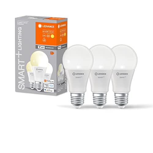 LEDVANCE Smarte LED-Lampe mit WiFi-Technologie für E27-Sockel, matte Optik ,Warmweiß (2700K), 806 Lumen, Ersatz für herkömmliche 60W-Leuchtmittel, smart dimmbar, 3-er Pack von Ledvance