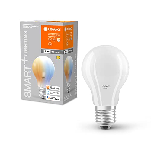 LEDVANCE Smarte LED-Lampe mit WiFi-Technologie für E27-Sockel, mattes Glas ,Lichtfarbe änderbar (2700K-6500K), 806 Lumen, Ersatz für herkömmliche 60W-Leuchtmittel, smart dimmbar, 4-er Pack von Ledvance