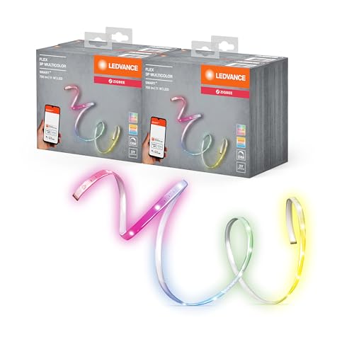 LEDVANCE Smarter Indoor Lightstrip, erweiterbarer LED Streifen mit ZigBee, 1.8m, warmweiß bis tageslicht (2000K-6500K), RGB Farbwechsel (16 Mio Farben), kompatibel mit Alexa & Philips Hue, 4er-Pack von Ledvance