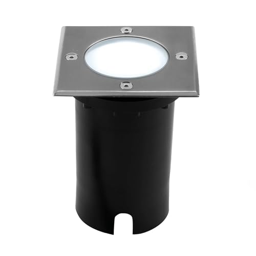 Ledvion Bodeneinbauleuchte, Quadratische LED Einbaustrahler, Edelstahl, IP67, 5 Watt, 6500 Kelvin, 1m Kabel, GU10, LED Einbaustrahler Aussen, Terassenbeleuchtung, Bodeneinbaustrahler von Ledvion