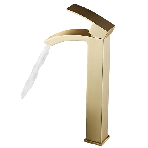 Wasserfall Bad Schiff Waschbecken Wasserhahn Einhand 1 Loch Deck Mount Toilette moderne hohe Hahn Gold gebürstet Leekayer,YA70531BGZH von Leekayer