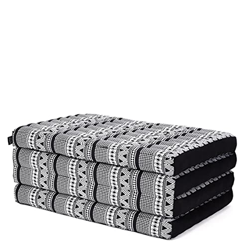 Leewadee Klappmatratze Gästebett Klappbar Auto Matratze Gästematratze Klappbar Faltbare Matratze, Kapok, 200 x 70 cm, Schwarz Weiß von Leewadee