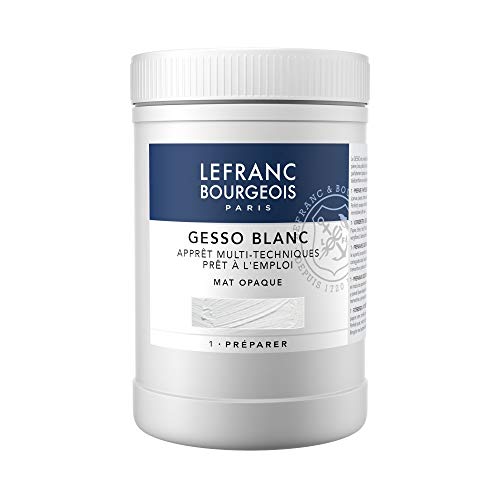 Lefranc & Bourgeois 300656 Gesso, weiss, universalgrundierung für Acrylfarben, gebrauchsfertig, matt opak, deckend, für Leinwand, Papier, Stein, Holz, Gips, 1000ml Topf von Lefranc Bourgeois