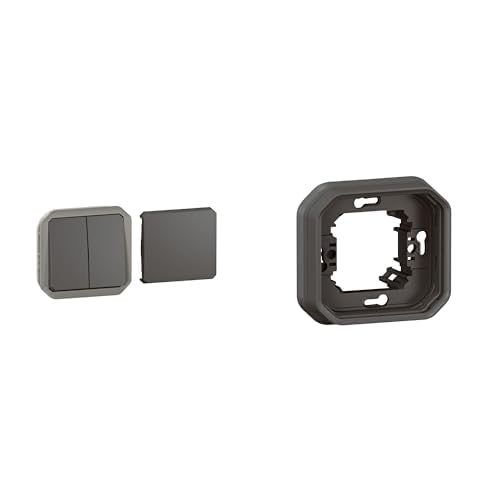 LEGRAND, Plexo New Set, 5-in-1-Einsatz, Doppelwechselschalter/Taster o. Wechselschalter/Taster o. Wechselschalter m. Taster & 1-fach Feuchtraum-Unterputz-Tragrahmen, Anthrazit, 069800L & 069606L LEGRAND, Plexo New Set, 5-in-1-Einsatz, Doppelwechselschalter/Taster o. Wechselschalter/Taster o. Wechselschalter m. Taster & 1-fach Feuchtraum-Unterputz-Tragrahmen, Anthrazit, 069800L & 069606L von Legrand