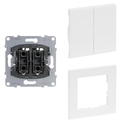 LEGRAND, SEANO+ Set, Doppeltaster-Einsatz m. 2 Wechselkontakten, Steckklemmen, 10AX & Wippe & 1-fach Rahmen, halogenfreies Thermoplast, Ultraweiß, 765018 & 765108 & 765181 LEGRAND, SEANO+ Set, Doppeltaster-Einsatz m. 2 Wechselkontakten, Steckklemmen, 10AX & Wippe & 1-fach Rahmen, halogenfreies Thermoplast, Ultraweiß, 765018 & 765108 & 765181 von Legrand
