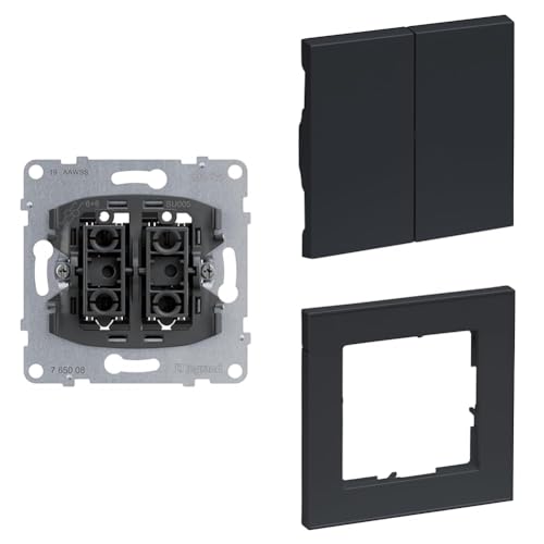LEGRAND, SEANO+ Set, Doppelwechselschalter-Einsatz, Steckklemmen, 10AX & Wippe für Wechselschalter & 1-fach Rahmen, halogenfreies Thermoplast, Farbe: Anthrazit, 765008 & 765408 & 765481 LEGRAND, SEANO+ Set, Doppelwechselschalter-Einsatz, Steckklemmen, 10AX & Wippe für Wechselschalter & 1-fach Rahmen, halogenfreies Thermoplast, Farbe: Anthrazit, 765008 & 765408 & 765481 von Legrand