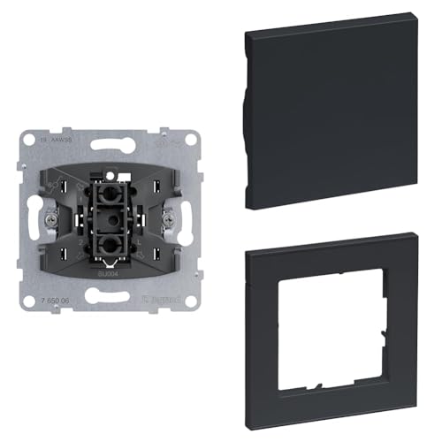 LEGRAND, SEANO+ Set, Wechselschalter-Einsatz, Steckklemmen, 10AX & Wippe für Wechselschalter & 1-fach Rahmen, halogenfreies Thermoplast, Farbe: Anthrazit, 765006 & 765406 & 765481 LEGRAND, SEANO+ Set, Wechselschalter-Einsatz, Steckklemmen, 10AX & Wippe für Wechselschalter & 1-fach Rahmen, halogenfreies Thermoplast, Farbe: Anthrazit, 765006 & 765406 & 765481 von Legrand