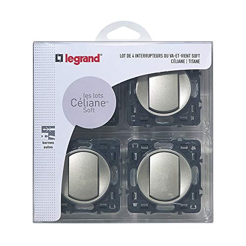 Legrand Céliane Soft 4 Stück Schalter/Wechselschalter, zum Einbauen, schwarz, LEG200263 von Legrand