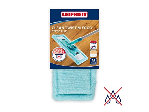 Leifheit Wischbezug Clean Twist M Ergo 2.0 static plus, für alle Bodenarten, zieht Staub und Haare an wie ein Magnet, Wischer Ersatzbezug für glatte Böden, Staubwischer für trockene Bodenreinigung von Leifheit