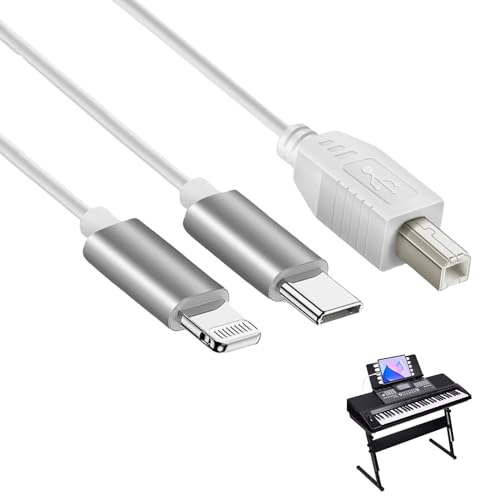 2 in1 USB C auf USB B Midi-Kabel, 1m USB OTG Kabel Typ C auf USB B Druckerkabel für Iphone, IOS, Midi-Controller Audio Interface Midi-Tastatur Elektronischem Musikinstrument Midi-Keyboard(Weiß) von Leikurvo