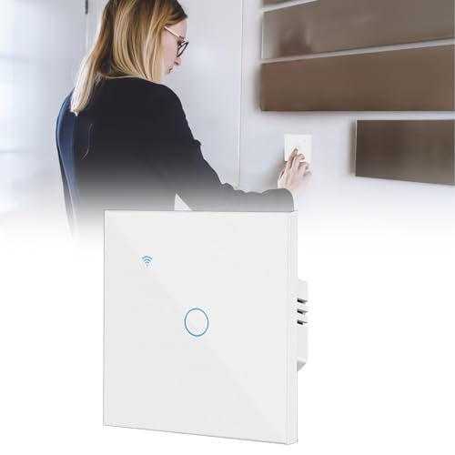 WLAN Rolladenschalter: Wifi Lichtschalter Smart Touch Rolladenschalter Jalousien Schalter, Zeitschaltuhr, Fernbedienung und Sprachsteuerung, Jalousieschalter für Alexa/Google/Smartphone(Weiß) von Leikurvo