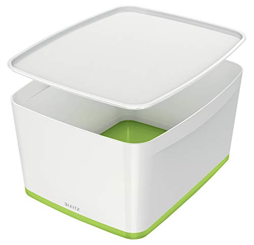 Leitz MyBox Aufbewahrungsbox Groß, A4, 18 L, Hochglanz, Kunststoff, Grün, WOW, 52161054 von Leitz
