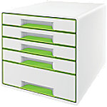 Leitz WOW Cube Schubladenbox Duo Colour mit 5 Schubladen DIN A4 Weiß, Grün 28,7 x 27 x 36,3 cm von Leitz