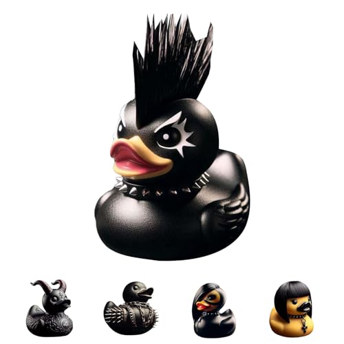 Lembeauty Gummi Ente Bad | Schwarz Ducksville Ente | Harz Evil Gummi Ente | Harz Sammelbare Neuheit Gothic Style Dark Rubber Duck Dekoration Für Schlafzimmer/Schule/Wohnzimmer von Lembeauty