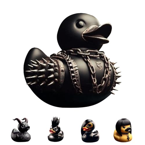 Lembeauty Gummi Ente Bad | Schwarz Ducksville Ente | Harz Evil Gummi Ente | Harz Sammelbare Neuheit Gothic Style Dark Rubber Duck Dekoration Für Schlafzimmer/Schule/Wohnzimmer von Lembeauty