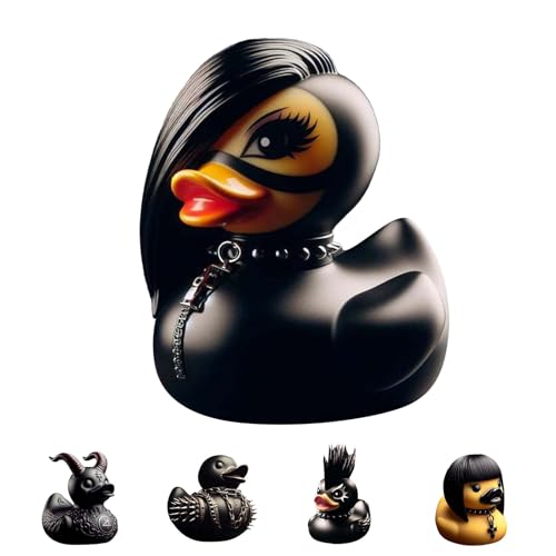 Lembeauty Gummi Ente Bad | Schwarz Ducksville Ente | Harz Evil Gummi Ente | Harz Sammelbare Neuheit Gothic Style Dark Rubber Duck Dekoration Für Schlafzimmer/Schule/Wohnzimmer von Lembeauty