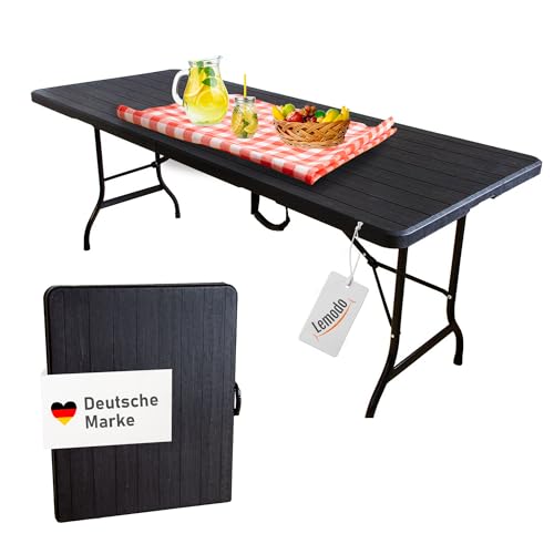 Lemodo Klapptisch in Holzoptik, Gartentisch klappbar 180 x 75 cm, Buffettisch bis 150 kg belastbar, Stabiler Partytisch, zusammengeklappt als Koffertisch leicht zu transportieren Lemodo Klapptisch in Holzoptik, Gartentisch klappbar 180 x 75 cm, Buffettisch bis 150 kg belastbar, Stabiler Partytisch, zusammengeklappt als Koffertisch leicht zu transportieren von Lemodo