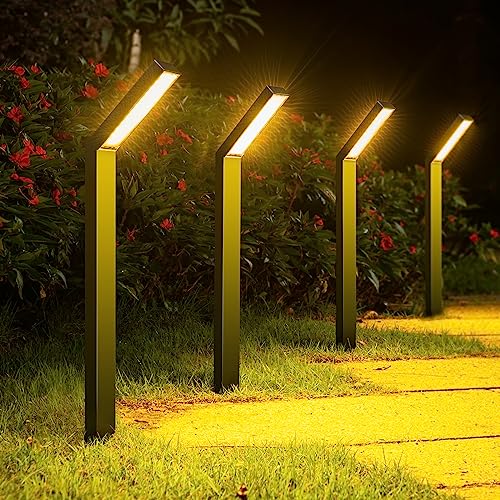 Lenlun Solarlampen für Außen Garten, 4 Stück Solarleuchten Warmweiß LED IP65 Solar Wegeleuchte Gartenleuchten für Garten, Rasen, Hof, Weg, Einfahrt von Lenlun