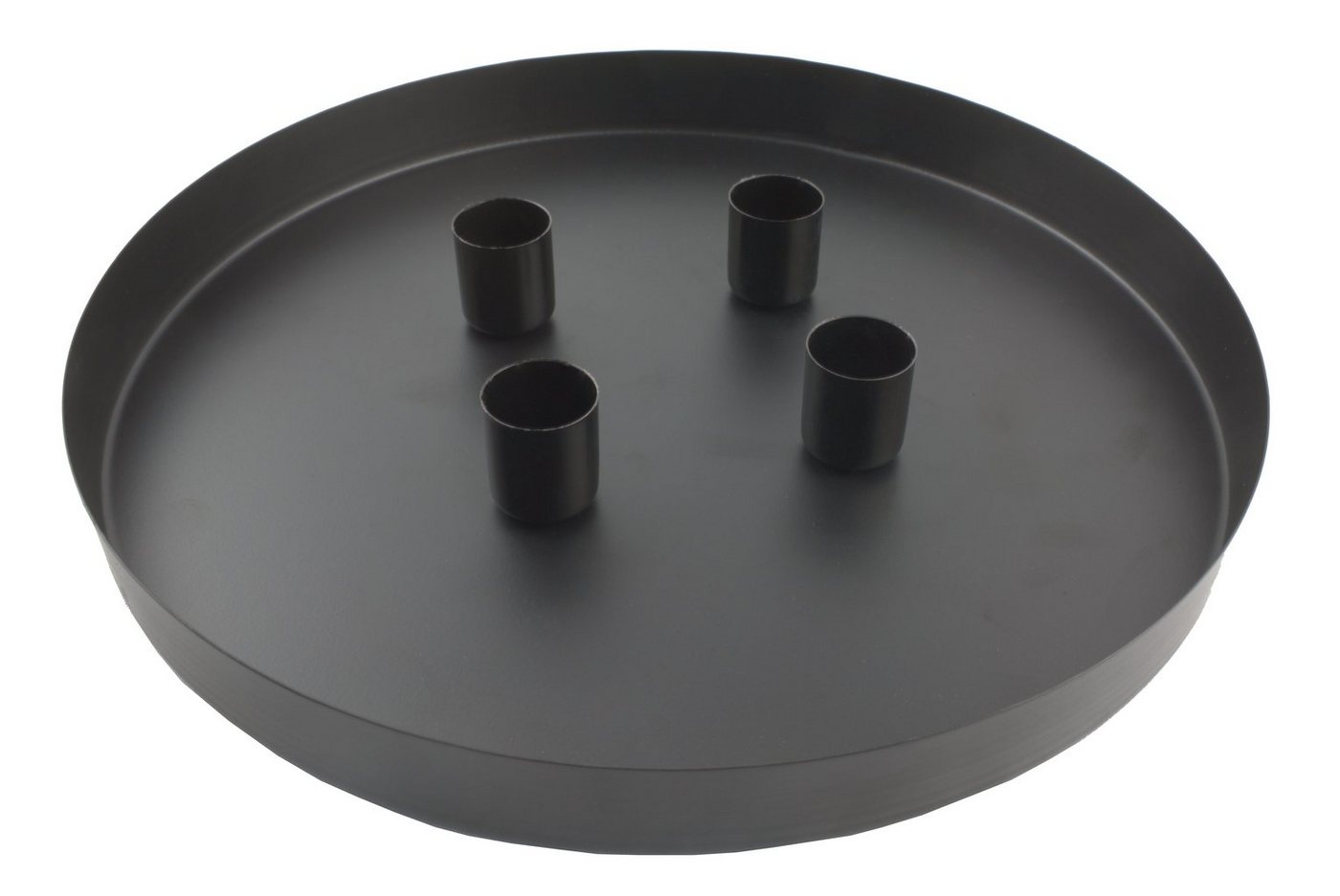 Lenxo Kerzenhalter magnetisches Kerzentablett für 4 Stabkerzen Rund Ø25cm Deko Tablett (Set, 1 Tablett, 4 Kerzenhalter), Tablett aus Metall mit magnetischen Kerzenhaltern von Lenxo