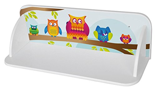 Leomark Regalbrett auf der Wand - Eulen - Wandboard aus Holz, Wandregal für Kinder, Wandablage mit UV-Aufdruck, Länge: 60 cm von Leomark