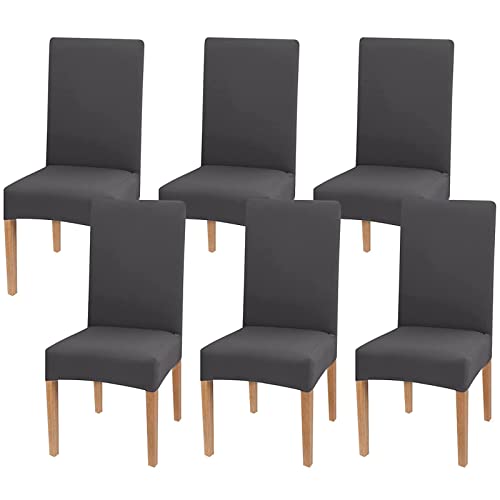 Leomix Stretch-Stuhlhussen für Esszimmer, Esszimmerstuhlhussen mit hoher Rückenlehne, abnehmbare und waschbare, elastische Stuhlhussen in Vollumhüllung für Hotel, Hochzeit, Esszimmer,C,6pack von Leomix