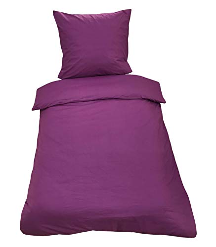 Leonado-Vicenti Uni Bettwäsche 135x200 cm 4 teilig / 2 teilig Renforce Baumwolle Bettbezüge Set, Farbe:Lila, Größe:2 teilig 135x200 cm von Leonado Vicenti