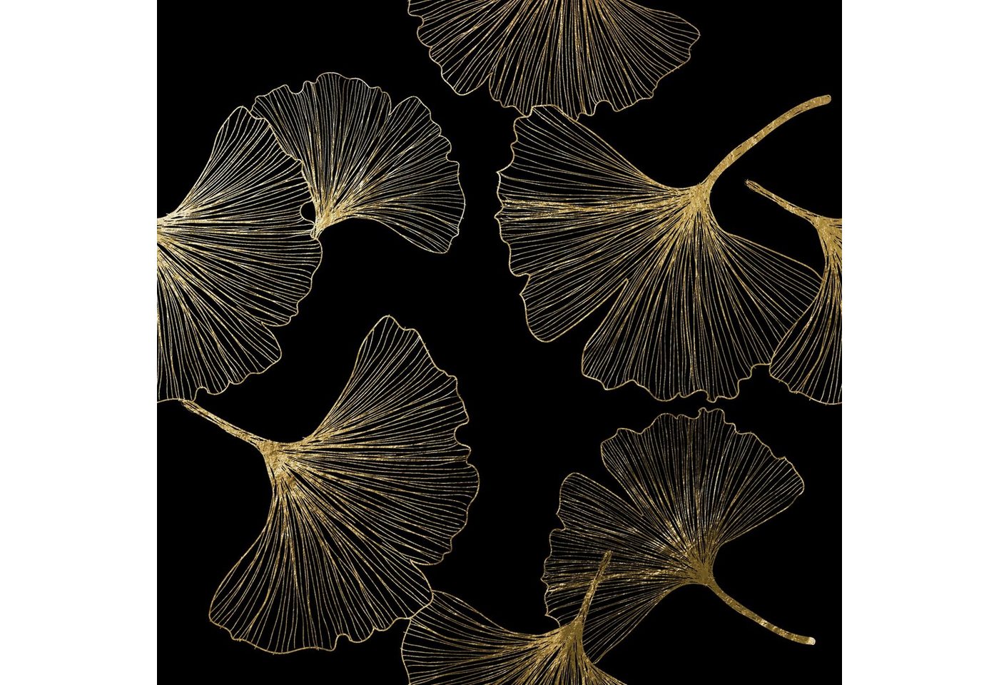 Leonique Acrylglasbild Blätter - Acrylbilder mit Blattgold veredelt, Blätter (1 St), Goldveredelung, Handgearbeitet, Gerahmt, Edel von Leonique