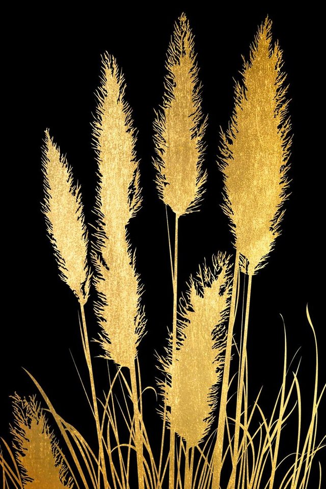 Leonique Acrylglasbild Pampas Gras - Acrylbilder mit Blattgold veredelt, (1 St), Goldveredelung, Handgearbeitet, Gerahmt, Edel von Leonique