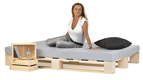 Lermowood Palettenbett M1 aus Holz 140 x 200 cm Natur mit Lattenrost Holzbett 20cm Stabiles Seniorenbett Kinderbett Jugendbett Gästebett erhöhtes Einzelbett Bettgestell Futonbett Komforthöhe Naturholz Lermowood Palettenbett M1 aus Holz 140 x 200 cm Natur mit Lattenrost Holzbett 20cm Stabiles Seniorenbett Kinderbett Jugendbett Gästebett erhöhtes Einzelbett Bettgestell Futonbett Komforthöhe Naturholz von Lermowood