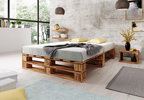 Lermowood Palettenbett M2 aus Holz 140 x 200 cm Geflammt mit Lattenrost Holzbett 30cm Stabiles Seniorenbett Kinderbett Jugendbett Gästebett erhöhtes Einzelbett Bettgestell Futonbett Komforthöhe Lermowood Palettenbett M2 aus Holz 140 x 200 cm Geflammt mit Lattenrost Holzbett 30cm Stabiles Seniorenbett Kinderbett Jugendbett Gästebett erhöhtes Einzelbett Bettgestell Futonbett Komforthöhe von Lermowood
